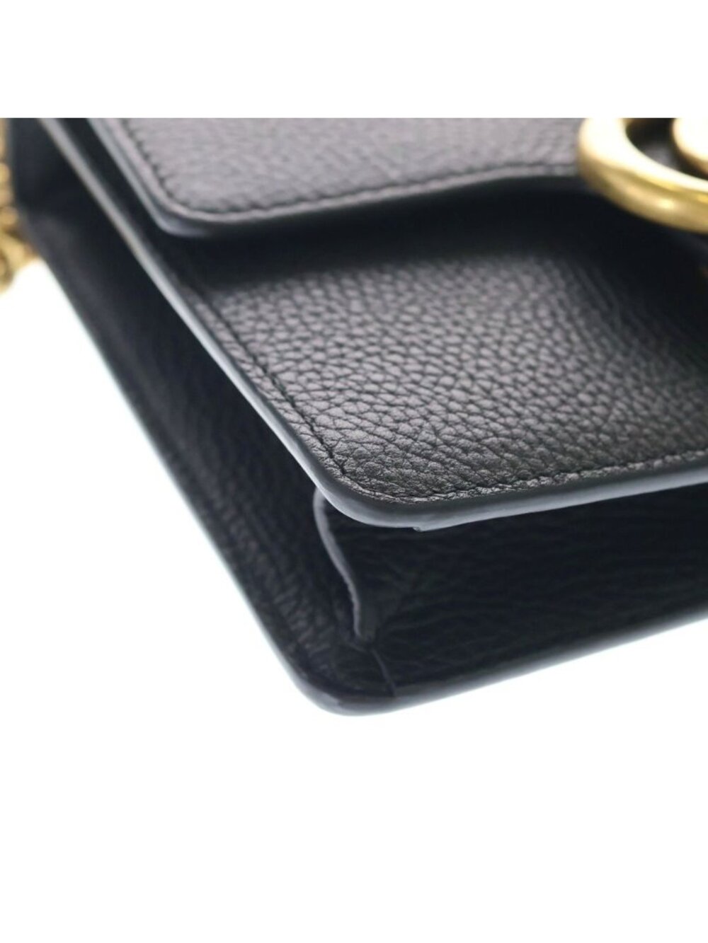 ★SOLD★ Gucci GG Marmont Shoulder Bag Chain Black Leather Gold - Picture 5 of 9